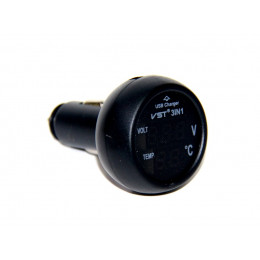часы автомобильные термометр USB зарядка VST-706/5 (ярко-синий)