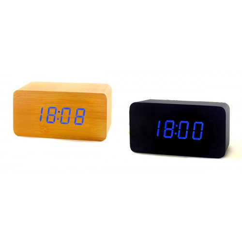 часы (деревянные) дата температура VST-863/5 (ярко-синий)